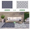 GENIMO Outdoor Rug for Patio Clearance, 5’x8′ Reversible Plastic Straw Rugs, Lightweight Waterproof RV Camping Mat for Camper, Balcony, Deck, Backyard, Picnic, BlackBrown(Mix-navybluewhite)