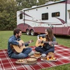 GENIMO Outdoor Rug for Patio Clearance, 5’x8′ Reversible Plastic Straw Rugs, Lightweight Waterproof RV Camping Mat for Camper, Balcony, Deck, Backyard, Picnic, BlackBrown(Red White Plaid)