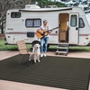 GENIMO Outdoor Rug for Patio Clearance, 5’x8′ Reversible Plastic Straw Rugs, Lightweight Waterproof RV Camping Mat for Camper, Balcony, Deck, Backyard, Picnic, BlackBrown(Blackbrown-w)