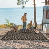 GENIMO Outdoor Rug for Patio Clearance, 5’x8′ Reversible Plastic Straw Rugs, Lightweight Waterproof RV Camping Mat for Camper, Balcony, Deck, Backyard, Picnic, BlackBrown(Mix-blackbrown)