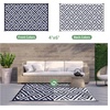 GENIMO Outdoor Rug for Patio Clearance, 5’x8′ Reversible Plastic Straw Rugs, Lightweight Waterproof RV Camping Mat for Camper, Balcony, Deck, Backyard, Picnic, BlackBrown(Navy Blue&white)