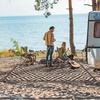 GENIMO Outdoor Rug for Patio Clearance, 5’x8′ Reversible Plastic Straw Rugs, Lightweight Waterproof RV Camping Mat for Camper, Balcony, Deck, Backyard, Picnic, BlackBrown(Coffee&beige)