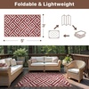 GENIMO Outdoor Rug for Patio Clearance, 5’x8′ Reversible Plastic Straw Rugs, Lightweight Waterproof RV Camping Mat for Camper, Balcony, Deck, Backyard, Picnic, BlackBrown(Ruby & White)