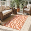 GENIMO Outdoor Rug for Patio Clearance, 5’x8′ Reversible Plastic Straw Rugs, Lightweight Waterproof RV Camping Mat for Camper, Balcony, Deck, Backyard, Picnic, BlackBrown(Mid & Orange)