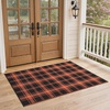 GENIMO Outdoor Rug for Patio Clearance, 5’x8′ Reversible Plastic Straw Rugs, Lightweight Waterproof RV Camping Mat for Camper, Balcony, Deck, Backyard, Picnic, BlackBrown(Black Orange Plaid)