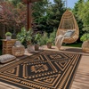 GENIMO Outdoor Rug for Patio Clearance, 5’x8′ Reversible Plastic Straw Rugs, Lightweight Waterproof RV Camping Mat for Camper, Balcony, Deck, Backyard, Picnic, BlackBrown(Black & Orange Aztec)