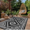 GENIMO Outdoor Rug for Patio Clearance, 5’x8′ Reversible Plastic Straw Rugs, Lightweight Waterproof RV Camping Mat for Camper, Balcony, Deck, Backyard, Picnic, BlackBrown(Black & White Aztec)