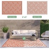 GENIMO Outdoor Rug for Patio Clearance, 5’x8′ Reversible Plastic Straw Rugs, Lightweight Waterproof RV Camping Mat for Camper, Balcony, Deck, Backyard, Picnic, BlackBrown(White&orange)