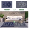 GENIMO Outdoor Rug for Patio Clearance, 5’x8′ Reversible Plastic Straw Rugs, Lightweight Waterproof RV Camping Mat for Camper, Balcony, Deck, Backyard, Picnic, BlackBrown(Blue & Grey Aztec)