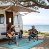 GENIMO Outdoor Rug for Patio Clearance, 5’x8′ Reversible Plastic Straw Rugs, Lightweight Waterproof RV Camping Mat for Camper, Balcony, Deck, Backyard, Picnic, BlackBrown(Lightblue)
