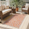 GENIMO Outdoor Rug for Patio Clearance, 5’x8′ Reversible Plastic Straw Rugs, Lightweight Waterproof RV Camping Mat for Camper, Balcony, Deck, Backyard, Picnic, BlackBrown(Orange & Grey)