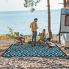 GENIMO Outdoor Rug for Patio Clearance, 5’x8′ Reversible Plastic Straw Rugs, Lightweight Waterproof RV Camping Mat for Camper, Balcony, Deck, Backyard, Picnic, BlackBrown(Navyblue&jadegreen)