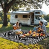 GENIMO Outdoor Rug for Patio Clearance, 5’x8′ Reversible Plastic Straw Rugs, Lightweight Waterproof RV Camping Mat for Camper, Balcony, Deck, Backyard, Picnic, BlackBrown(Black & White Aztec)