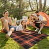 GENIMO Outdoor Rug for Patio Clearance, 5’x8′ Reversible Plastic Straw Rugs, Lightweight Waterproof RV Camping Mat for Camper, Balcony, Deck, Backyard, Picnic, BlackBrown(Black Orange Plaid)