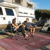 GENIMO Outdoor Rug for Patio Clearance, 5’x8′ Reversible Plastic Straw Rugs, Lightweight Waterproof RV Camping Mat for Camper, Balcony, Deck, Backyard, Picnic, BlackBrown(Crimson Grey)