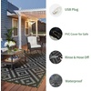 GENIMO Outdoor Rug for Patio Clearance, 5’x8′ Reversible Plastic Straw Rugs, Lightweight Waterproof RV Camping Mat for Camper, Balcony, Deck, Backyard, Picnic, BlackBrown(Black&gray | Led)