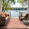GENIMO Outdoor Rug for Patio Clearance, 5’x8′ Reversible Plastic Straw Rugs, Lightweight Waterproof RV Camping Mat for Camper, Balcony, Deck, Backyard, Picnic, BlackBrown(White&orange)