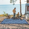 GENIMO Outdoor Rug for Patio Clearance, 5’x8′ Reversible Plastic Straw Rugs, Lightweight Waterproof RV Camping Mat for Camper, Balcony, Deck, Backyard, Picnic, BlackBrown(Royalblue&bluegreen)