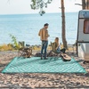 GENIMO Outdoor Rug for Patio Clearance, 5’x8′ Reversible Plastic Straw Rugs, Lightweight Waterproof RV Camping Mat for Camper, Balcony, Deck, Backyard, Picnic, BlackBrown(Aquabluewhite)