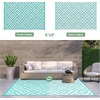 GENIMO Outdoor Rug for Patio Clearance, 5’x8′ Reversible Plastic Straw Rugs, Lightweight Waterproof RV Camping Mat for Camper, Balcony, Deck, Backyard, Picnic, BlackBrown(Aquabluewhite)