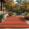 GENIMO Outdoor Rug for Patio Clearance, 5’x8′ Reversible Plastic Straw Rugs, Lightweight Waterproof RV Camping Mat for Camper, Balcony, Deck, Backyard, Picnic, BlackBrown(Orange & Black-w)