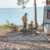 GENIMO Outdoor Rug for Patio Clearance, 5’x8′ Reversible Plastic Straw Rugs, Lightweight Waterproof RV Camping Mat for Camper, Balcony, Deck, Backyard, Picnic, BlackBrown(Black&white)