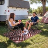 GENIMO Outdoor Rug for Patio Clearance, 5’x8′ Reversible Plastic Straw Rugs, Lightweight Waterproof RV Camping Mat for Camper, Balcony, Deck, Backyard, Picnic, BlackBrown(Ruby & White)