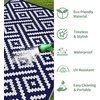 GENIMO Outdoor Rug for Patio Clearance, 5’x8′ Reversible Plastic Straw Rugs, Lightweight Waterproof RV Camping Mat for Camper, Balcony, Deck, Backyard, Picnic, BlackBrown(Navy Blue&white)