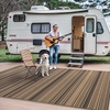 GENIMO Outdoor Rug for Patio Clearance, 5’x8′ Reversible Plastic Straw Rugs, Lightweight Waterproof RV Camping Mat for Camper, Balcony, Deck, Backyard, Picnic, BlackBrown(Black&nut Brown)