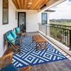 GENIMO Outdoor Rug for Patio Clearance, 5’x8′ Reversible Plastic Straw Rugs, Lightweight Waterproof RV Camping Mat for Camper, Balcony, Deck, Backyard, Picnic, BlackBrown(Royalblue&bluegreen)