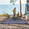 GENIMO Outdoor Rug for Patio Clearance, 5’x8′ Reversible Plastic Straw Rugs, Lightweight Waterproof RV Camping Mat for Camper, Balcony, Deck, Backyard, Picnic, BlackBrown(Navy Blue&white)