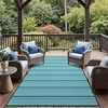 GENIMO Outdoor Rug for Patio Clearance, 5’x8′ Reversible Plastic Straw Rugs, Lightweight Waterproof RV Camping Mat for Camper, Balcony, Deck, Backyard, Picnic, BlackBrown(Lightblue)
