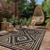 GENIMO Outdoor Rug for Patio Clearance, 5’x8′ Reversible Plastic Straw Rugs, Lightweight Waterproof RV Camping Mat for Camper, Balcony, Deck, Backyard, Picnic, BlackBrown(Black & Brown Aztec)