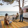 GENIMO Outdoor Rug for Patio Clearance, 5’x8′ Reversible Plastic Straw Rugs, Lightweight Waterproof RV Camping Mat for Camper, Balcony, Deck, Backyard, Picnic, BlackBrown(Rainbow)
