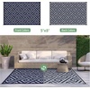 GENIMO Outdoor Rug for Patio Clearance, 5’x8′ Reversible Plastic Straw Rugs, Lightweight Waterproof RV Camping Mat for Camper, Balcony, Deck, Backyard, Picnic, BlackBrown(Blue&grey)
