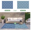 GENIMO Outdoor Rug for Patio Clearance, 5’x8′ Reversible Plastic Straw Rugs, Lightweight Waterproof RV Camping Mat for Camper, Balcony, Deck, Backyard, Picnic, BlackBrown(Royalblue&bluegreen)
