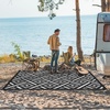 GENIMO Outdoor Rug for Patio Clearance, 5’x8′ Reversible Plastic Straw Rugs, Lightweight Waterproof RV Camping Mat for Camper, Balcony, Deck, Backyard, Picnic, BlackBrown(Mix-blackwhite)
