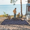 GENIMO Outdoor Rug for Patio Clearance, 5’x8′ Reversible Plastic Straw Rugs, Lightweight Waterproof RV Camping Mat for Camper, Balcony, Deck, Backyard, Picnic, BlackBrown(Blue&grey)