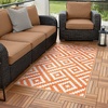 GENIMO Outdoor Rug for Patio Clearance, 5’x8′ Reversible Plastic Straw Rugs, Lightweight Waterproof RV Camping Mat for Camper, Balcony, Deck, Backyard, Picnic, BlackBrown(Mid & Orange)