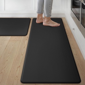GENIMO Anti Fatigue Kitchen Mats for Floor 2PCS, Cushioned Standing Mats | 17.3″x47″&17.3″x30″, Light Taupe Brown vintage boho rug set, waterproof, non-slip, easy-clean for home laundry sink farmhouse(Classic Black)