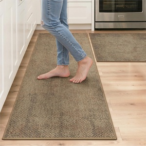 GENIMO Anti Fatigue Kitchen Mats for Floor 2PCS, Cushioned Standing Mats | 17.3″x47″&17.3″x30″, Light Taupe Brown vintage boho rug set, waterproof, non-slip, easy-clean for home laundry sink farmhouse(Jute)