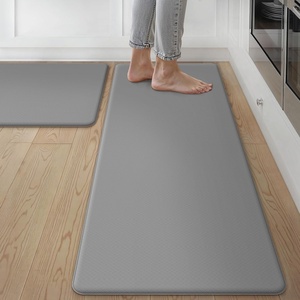 GENIMO Anti Fatigue Kitchen Mats for Floor 2PCS, Cushioned Standing Mats | 17.3″x47″&17.3″x30″, Light Taupe Brown vintage boho rug set, waterproof, non-slip, easy-clean for home laundry sink farmhouse(Slate Gray)