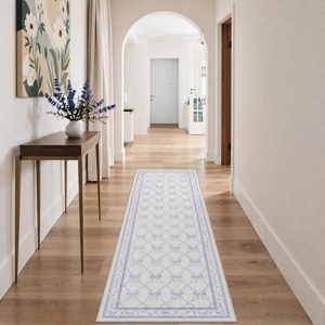 GENIMO Area Rugs 6X9 for Living Room Bedroom, Machine Washable Non Slip Flower Bow Rug, Low Pile Soft Cute Floral Rug for Dining Room Girls Room Nursery Room and Playroom, Pink Bow(Purple Bow)