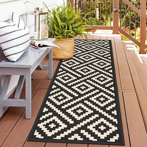 GENIMO Outdoor Rug for Patio Clearance, 5’x8′ Reversible Plastic Straw Rugs, Lightweight Waterproof RV Camping Mat for Camper, Balcony, Deck, Backyard, Picnic, BlackBrown(Black&beige)