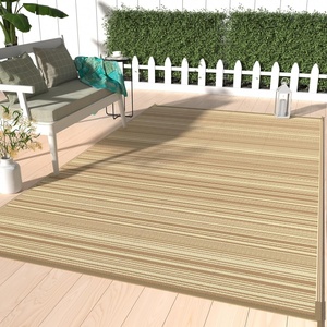 GENIMO Outdoor Rug for Patio Clearance, 5’x8′ Reversible Plastic Straw Rugs, Lightweight Waterproof RV Camping Mat for Camper, Balcony, Deck, Backyard, Picnic, BlackBrown(Lightcoffeebeige)