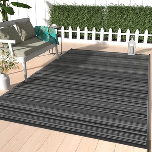 GENIMO Outdoor Rug for Patio Clearance, 5’x8′ Reversible Plastic Straw Rugs, Lightweight Waterproof RV Camping Mat for Camper, Balcony, Deck, Backyard, Picnic, BlackBrown(Lightblackgray)