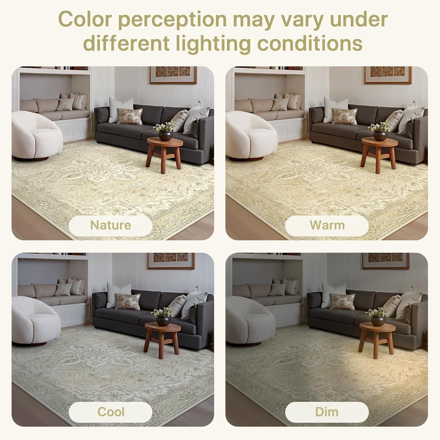 image:imageGENIMO 2x10 Washable Runner Rug Non Slip for Hallway Ivory Taupe  Vintage Floral Kitchen Runner Stain Resistant Low Pile and Lightweight for Entryway Bedroom Bathroom and Laundry Room