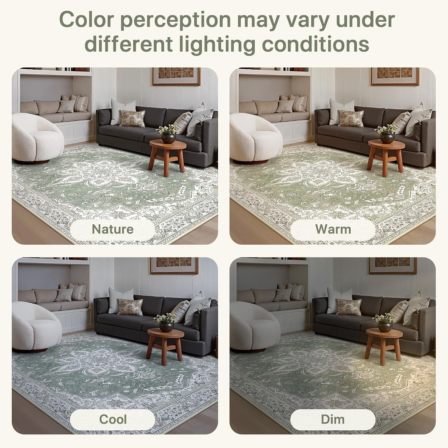 image:imageGENIMO 2x5 Washable Runner Rug Non Slip for Hallway Sage Green Ivory Vintage Floral Kitchen Runner Stain Resistant Low Pile and Lightweight for Entryway Bedroom Bathroom and Laundry Room
