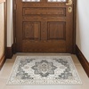 GENIMO 2×3 Washable Entryway Rug Non Slip Indoor Door Mat Gray Ivory | Vintage Floral Small Throw Rugs, Stain Resistant, Low Pile and Lightweight for Kitchen, Bathroom and Bedroom