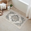 GENIMO 2×3 Washable Entryway Rug Non Slip Indoor Door Mat Gray Ivory | Vintage Floral Small Throw Rugs, Stain Resistant, Low Pile and Lightweight for Kitchen, Bathroom and Bedroom